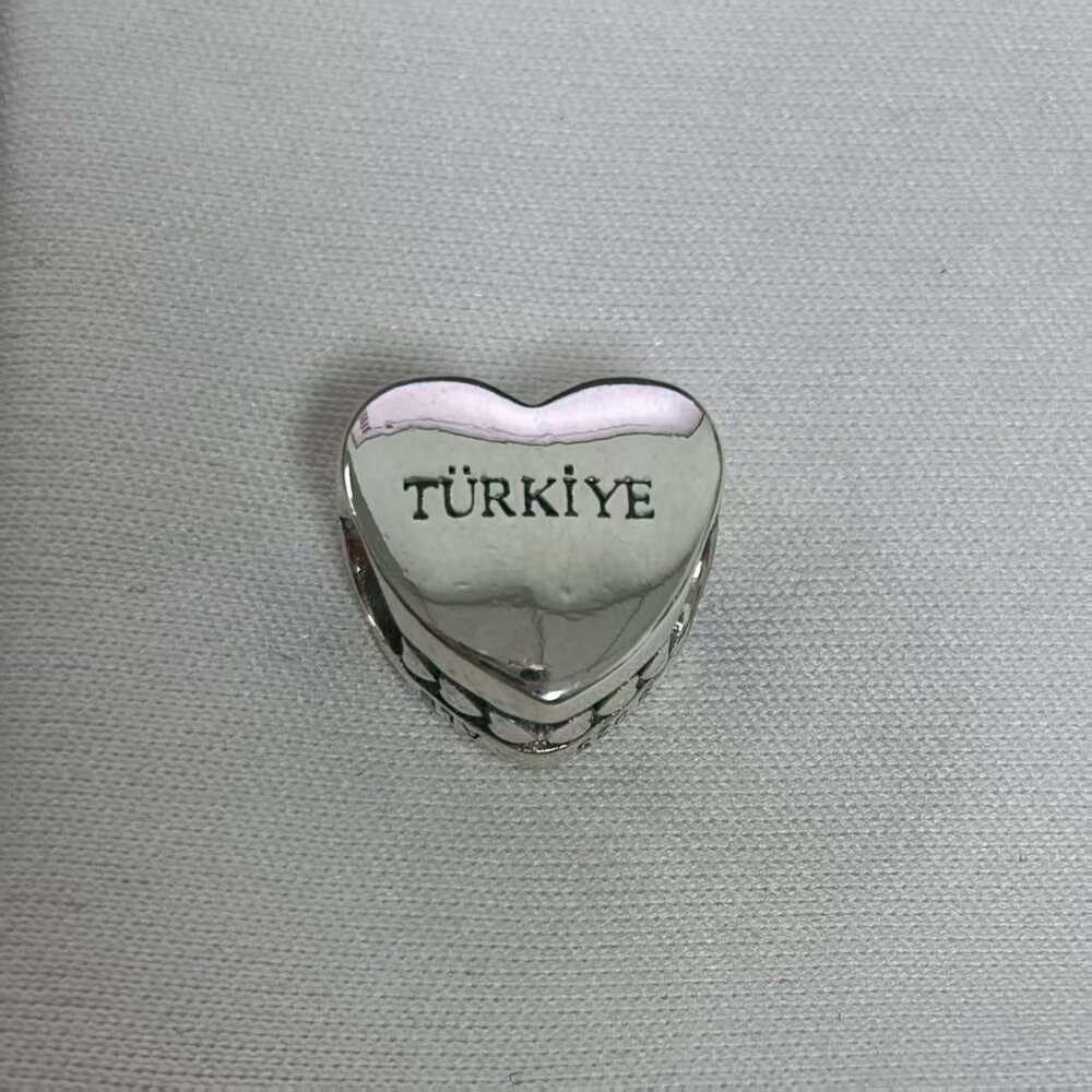 Pandora Turkey Flag Exclusive Travel Heart Charm Pendant, S925 Silver Jewelry - Picture 2 of 4